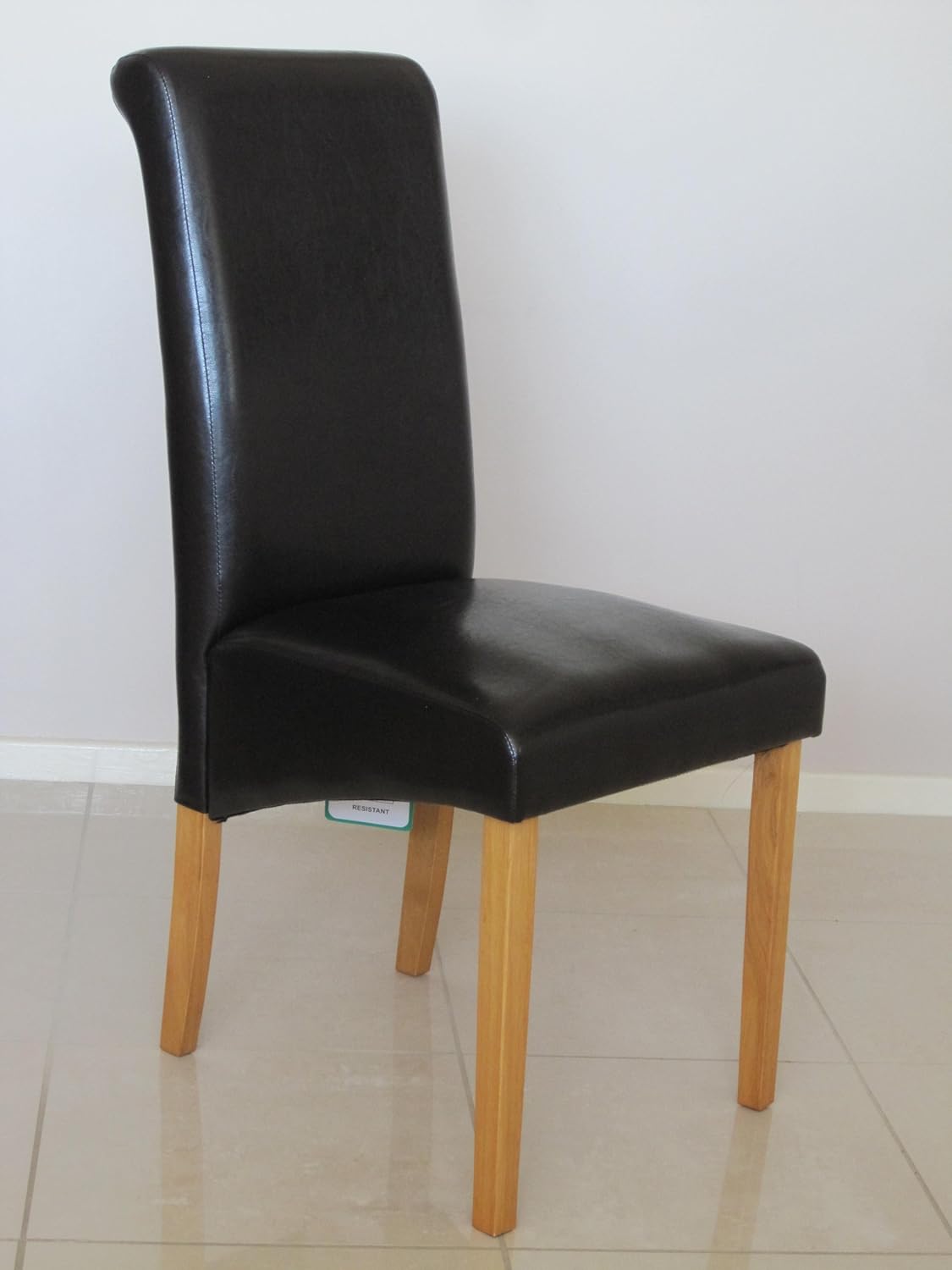 scroll back 2 x Faux Leather & Oak Effect Dining Chairs Amazon.co.uk
