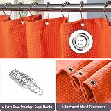 Waterproof Narrow Shower Curtain 92x182cm Orange with Hooks view 4