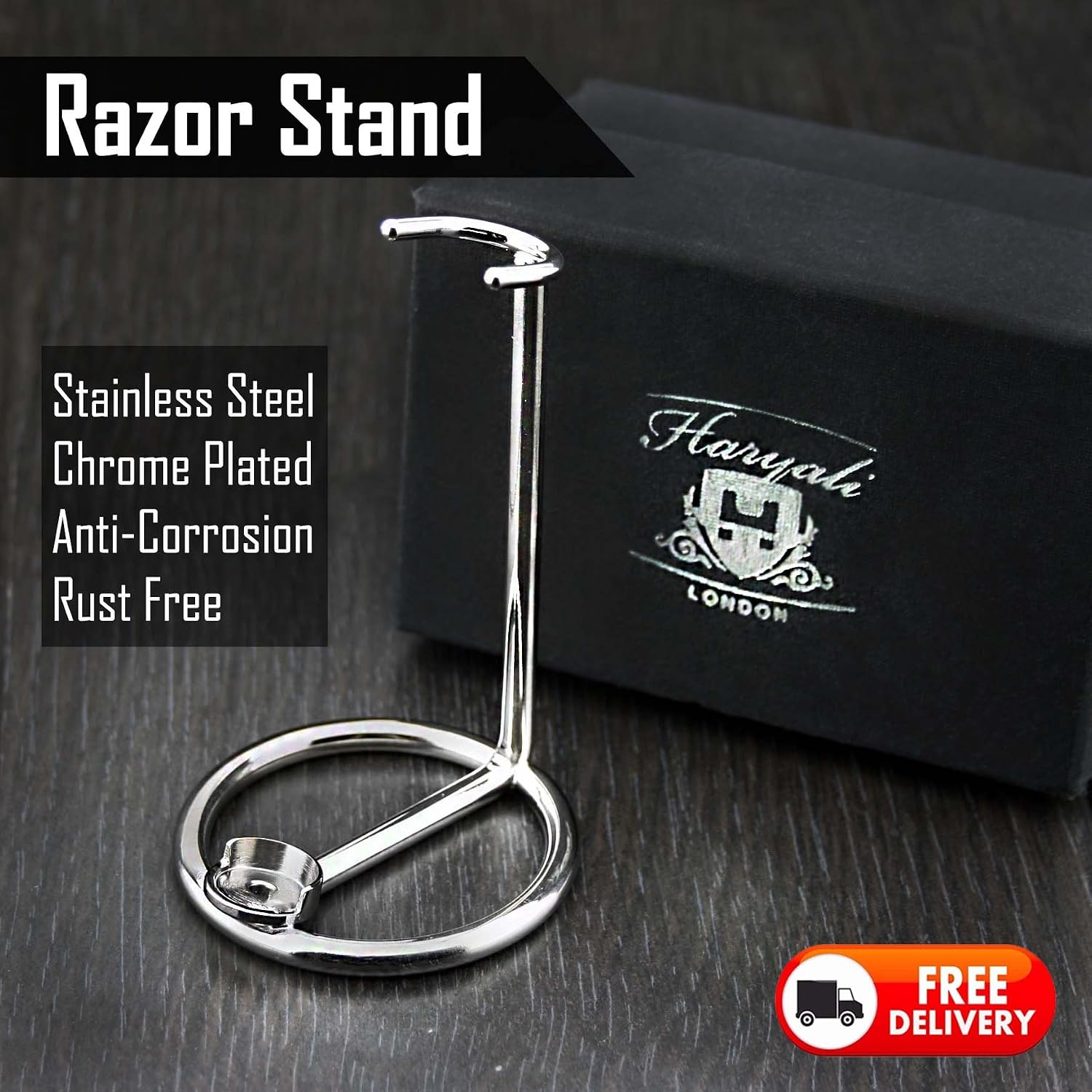 Haryali London Razor Stand - Anti-Rustic Chrome Finish Razor Holder - Zero Waste Shaving Tool Holder, Steel