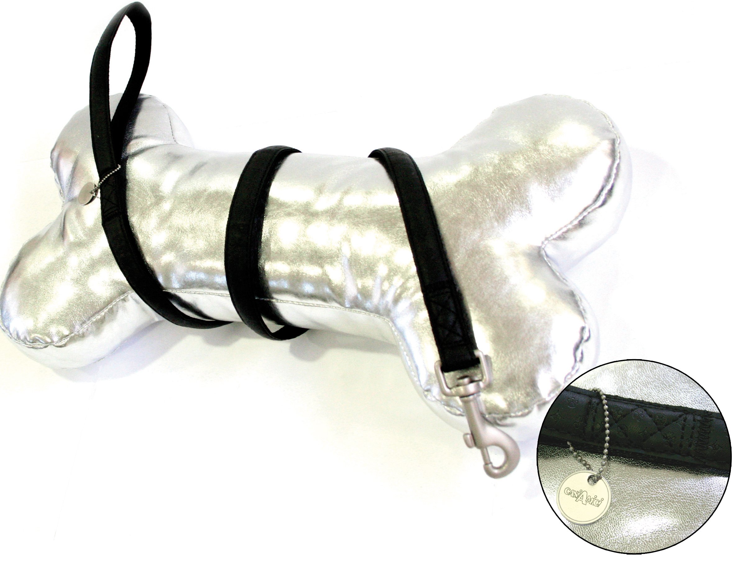 Croci My Lord Leatherette Lead Leash, 120 mm x 20 mm, Black