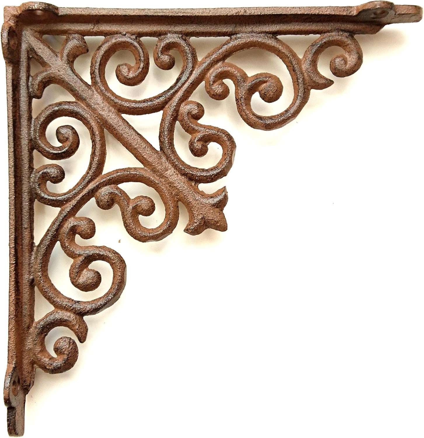 Spring life Cast Iron Ornate Shelf Bracket 20.5cm x 20.5cm in 3 colours (Brown), 20.5cmX20.5X3.5cm