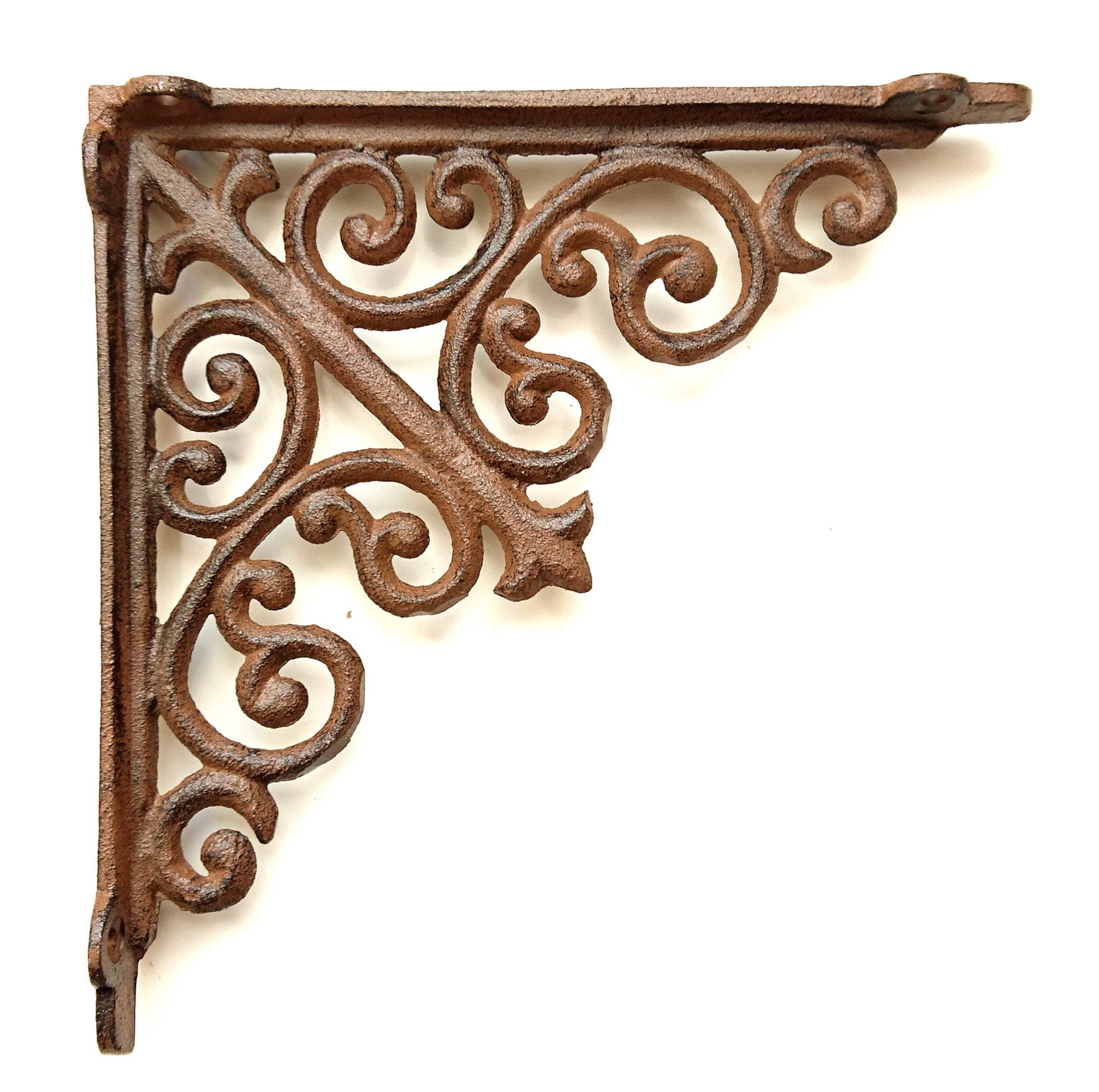 Spring life Cast Iron Ornate Shelf Bracket 20.5cm x 20.5cm in 3 colours (Brown)
