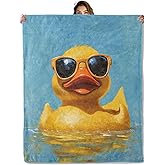 Rubber Duck Blanket 50X60 in, Flannel Throw Blankets for Travel Camping Sofa Living Room Decor, Lightweight Cozy Soft Fuzzy Gifts for Women Adults Kids