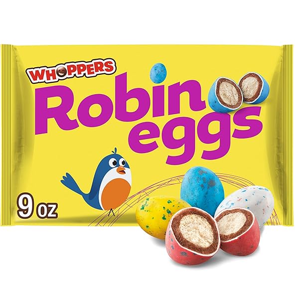 WHOPPERS ROBIN EGGS MALTED MILK BALLS, EASTER CANDY BAG, 9 OZ