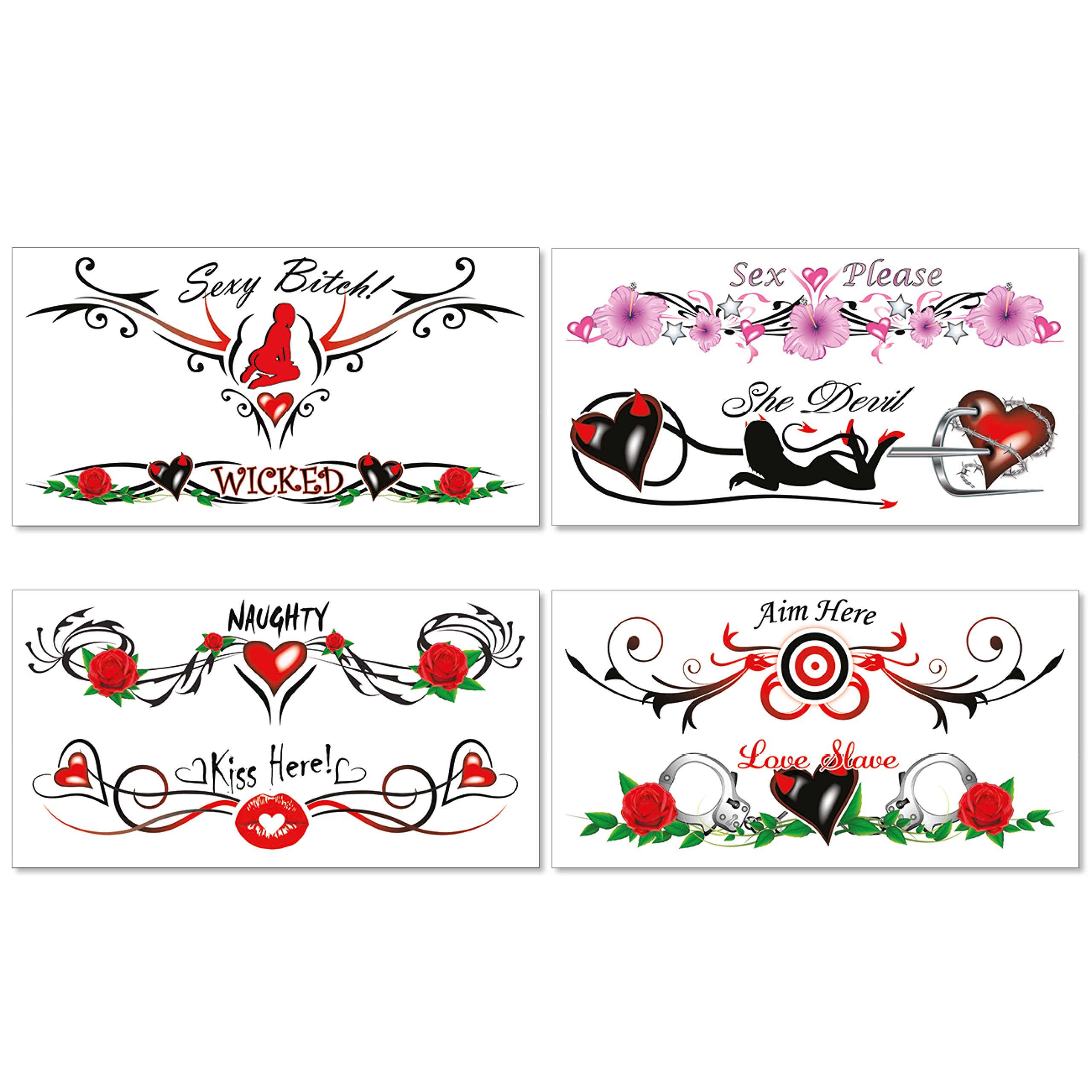 8 Sexy Naughty Temporary Tattoos for Women Ladies - Adult Fun for Lower Back Legs Arms Stomach