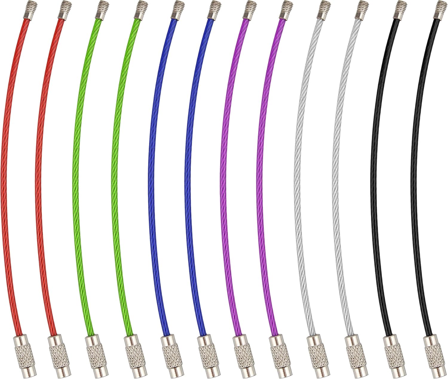Keychain, Wisdompro 12 Pack of 4.3 Inches Stainless Steel Wire Ring 2mm Cable Loop Rings for Hanging Luggage Tag, Keys and ID Tag Keepers - MultiColor: Office Products