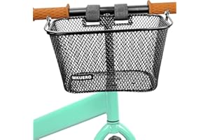 Mkuero Kids Bike Basket, Front Bicycle Basket for Boy and Girl, Metal Children's Bicycle Basket, Cute Kid's Bike Decorative A