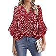 Timeson Women's 3/4 Sleeve Tops Dressy Casual Business Work Blouses Chiffon Office Shirts