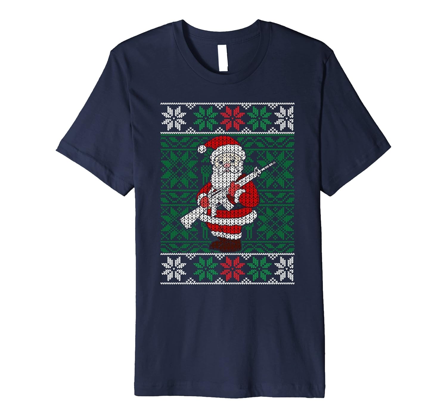 Mens Santa Gun Hunting Ugly Christmas Sweater Funny T-shirt-ANZ