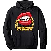 Juicy Lips Gold Chain Pisces Zodiac Sign Pullover Hoodie