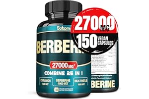 SATOOMI 25in1 Berberine Supplement - 27000mg per Serving Equivalent (Extract 30:1) Berberine Hcl 9000mg Ceylon Cinnamon 1500mg Milk Thistle 4500mg and More - Body Management & Immune System