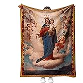 QIULIBMH Virgin Mary Blanket Microfiber Our Lady of Guadalupe Throw Blanket Warm Cozy Flannel Prayer Christian Blankets for Women Religious Catholic Gifts for Women Man 51'' x 59'' (Virgin Mary07)