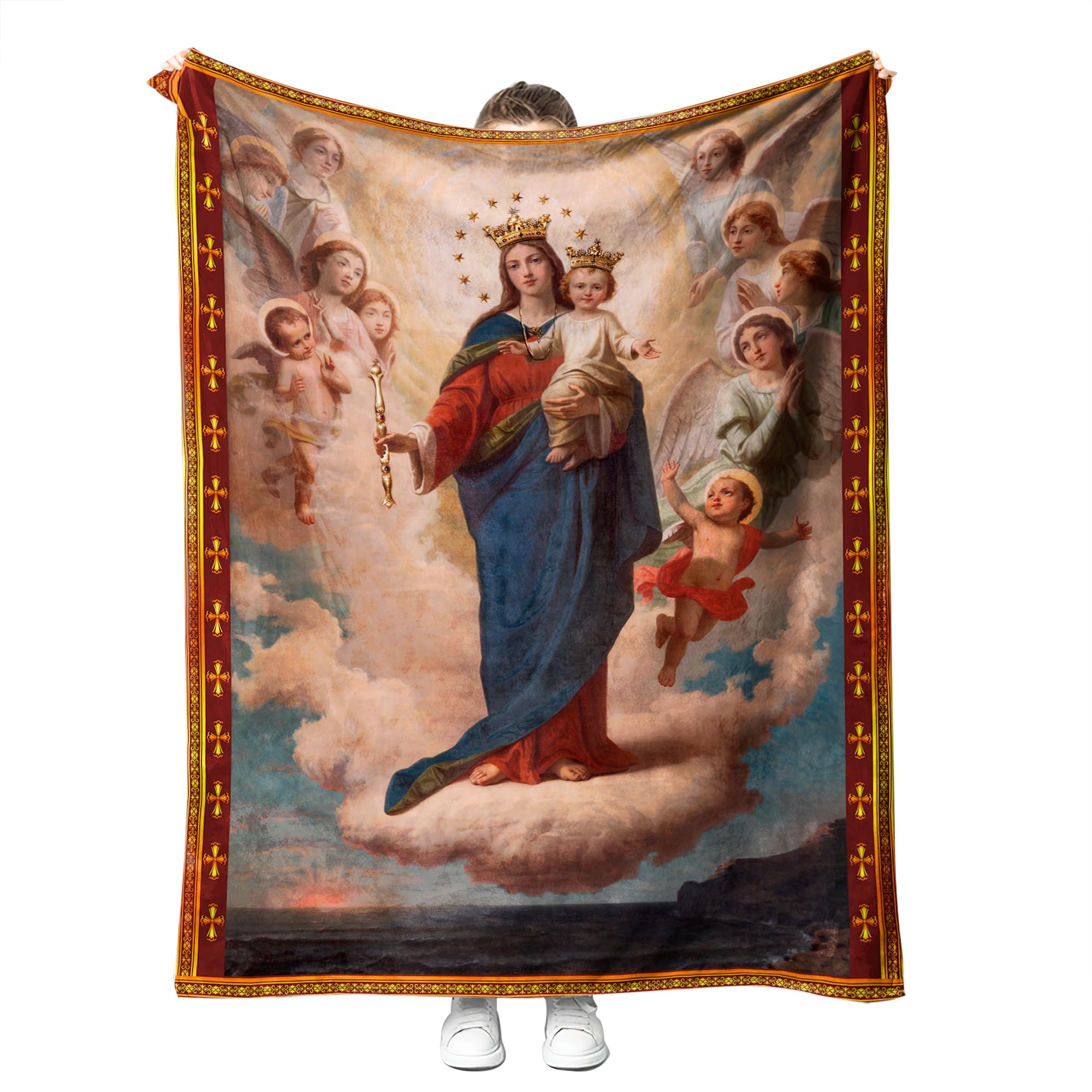 Photo 1 of QIULIBMH Virgin Mary Blanket Microfiber Our Lady of Guadalupe Throw Blanket Warm Cozy Flannel Prayer Christian Blankets for Women Religious Catholic Gifts for Women Man 51'' x 59'' (Virgin Mary07)