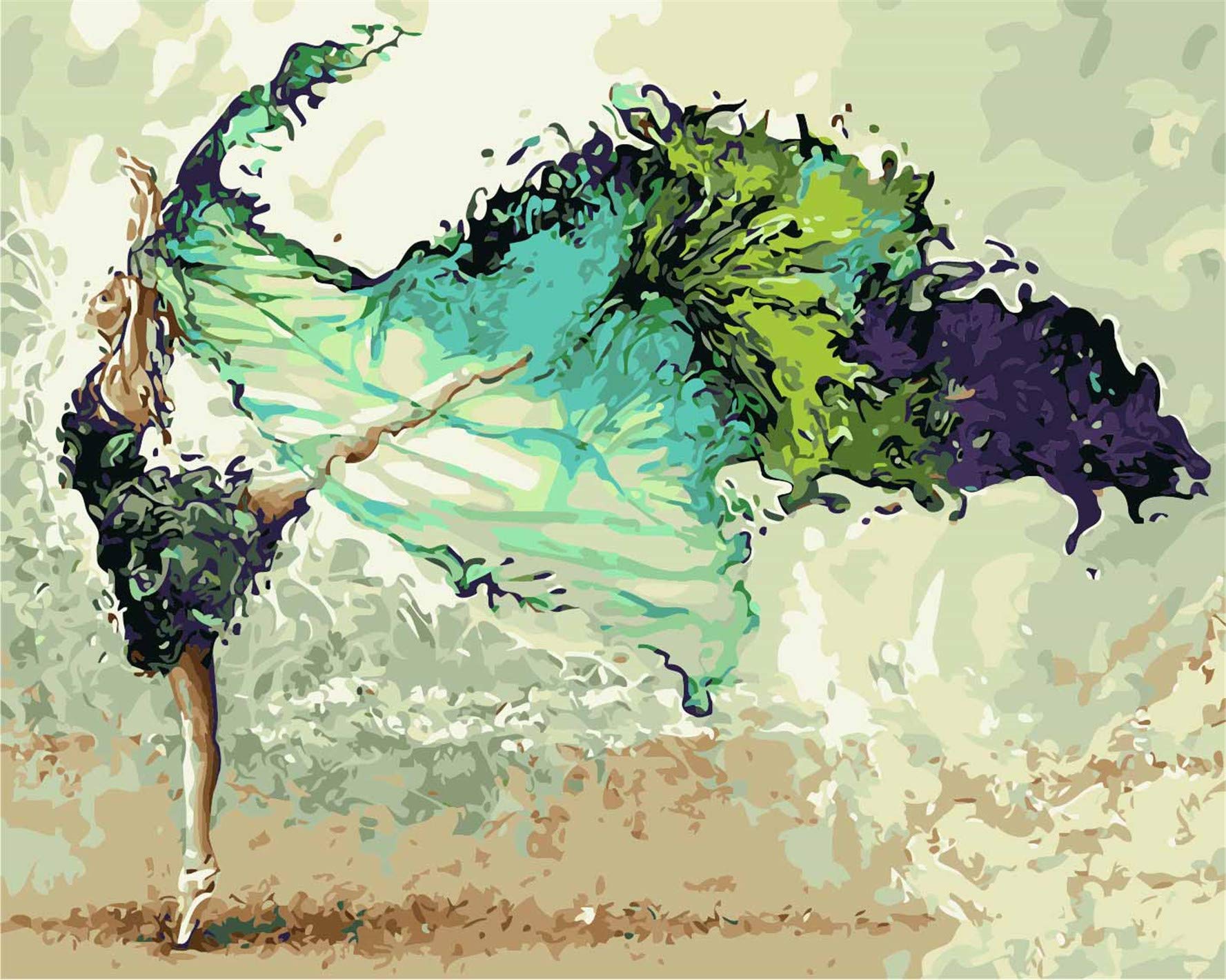 CaptainCrafts Paint by Numbers for Adults DIY Oil Painting Paint by Numbers with Canvas Acrylic Art Crafts House Decor 16x20 Inch (Frameless, Ballet Dancer)