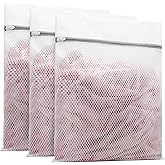 Muchfun 3Pcs Durable Honeycomb Mesh Laundry Bags for Delicates 16 x 20 Inches (3 Large)