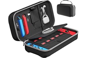 Fenolical Carrying Case, Fit Joy-Con and AC Adapter, Portable Hard Shell Pouch Carrying Travel Bag for Accessories Holds 20 Gards, Grey