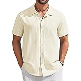 COOFANDY Men's Short Sleeve Casual Button Down Shirts Textured Summer Beach Shirt