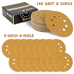 Mestool 5-Inch 8-Hole Hook and Loop Gold Sanding
