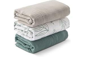 Muslin Swaddle Blankets for Newborn, 3 Pack Breathable Soft Receiving Blanket,Essentials Infant Shower Items,39 x 39 inches