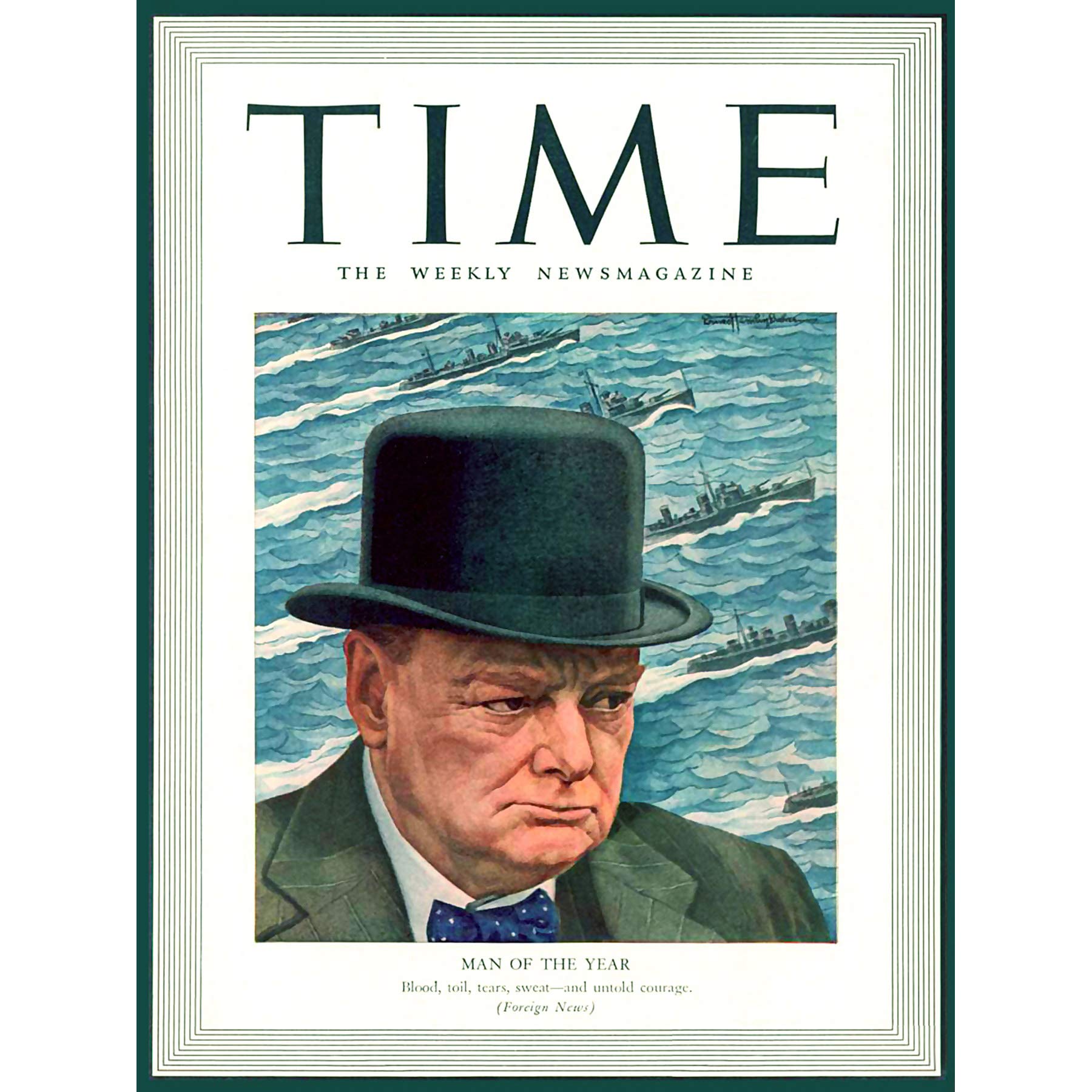 Wee Blue Coo Magazine War 1941 Winston Churchill 'man Of The Year' Time Canvas Print