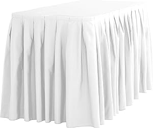 LinenTablecloth 14 ft. Accordion Pleat Polyester Table Skirt White