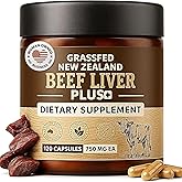 Grassfed Beef Liver Supplement - Supports Muscle Recovery & Energy - 3000mg Desiccated Organic Grassfed Capsules - 100% Pasture-Raised New Zealand Bovine Liver - Non-GMO & Gluten-Free - 120 Capsules