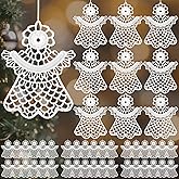 Buryeah 36 Pcs Crochet Angels Ornaments for Christmas Tree Crocheted Angels Decorations Hanging Ornaments for Christmas Tree Winter Home Wall Holiday Party Gift(Retro)
