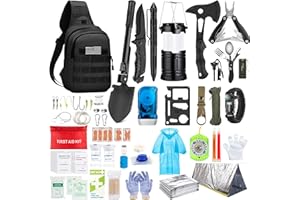 TAIKER Emergency Survival Kit, 151 Pcs Survival Gear First Aid Kit, Outdoor Trauma Bag with Tactical Flashlight Knife Pliers Pen Blanket Bracelets Compass for Camping Earthquake or Adventures