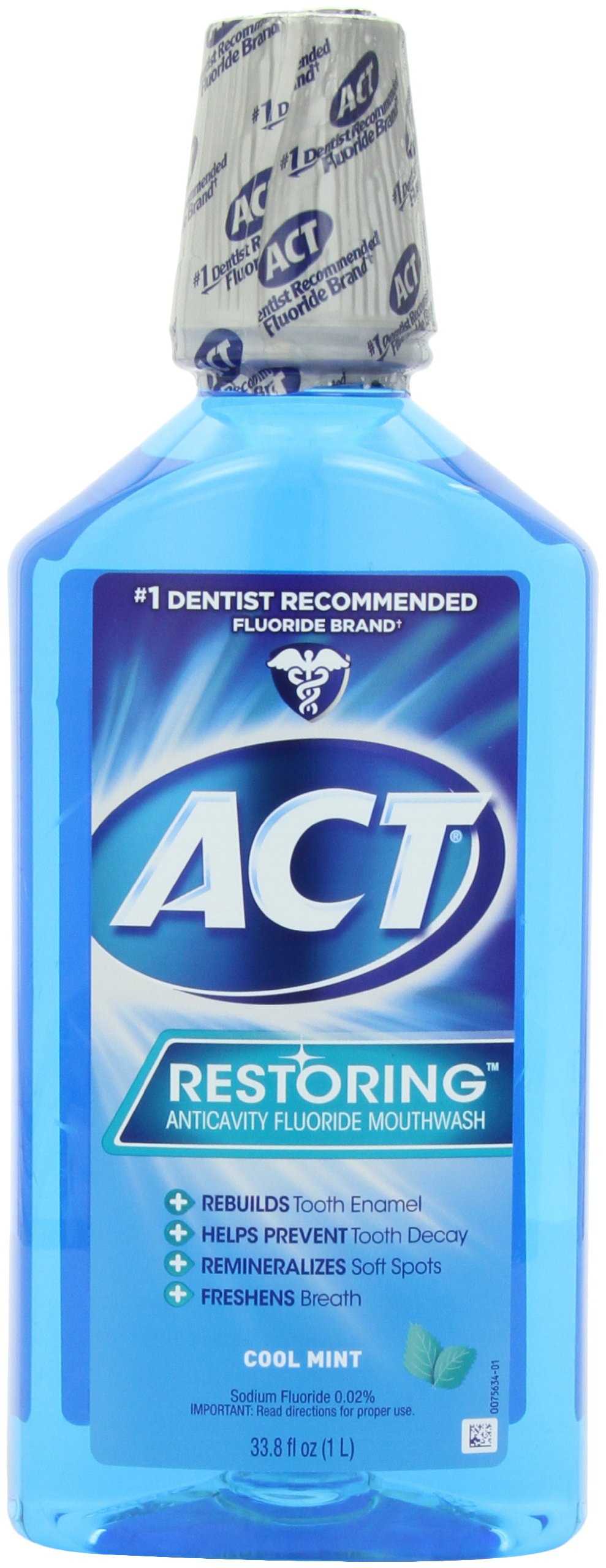 ACT Restoring Mouthwash, Cool Splash Mint, 33.8 Ounce pack of 3