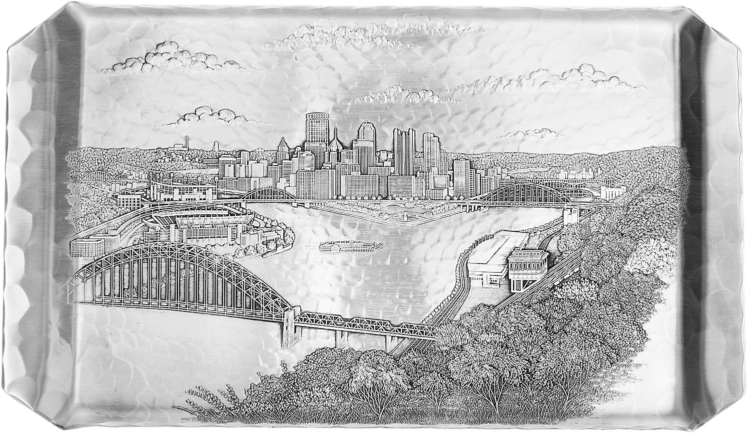 Wendell August Forge Pittsburgh Cityscape Serving Tray, Large, Silver