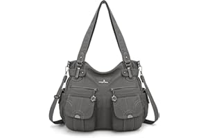 ANGEL KISS Purses and Handbags Women Tote Shoulder Top Handle Satchel Hobo Bags Fashion Washed Leather Purse