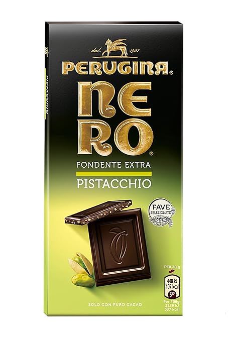 title=NERO PERUGINA Fondente Extra Pistacchio tavoletta di cioccolato fondente con