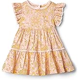 Amazon Essentials x Sofia Grainge Toddler and Baby Girls' Woven Ruffle Sleeve Dress