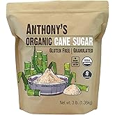 Anthony's Organic Cane Sugar, 3 lb, Granulated, Gluten Free &amp; Non GMO