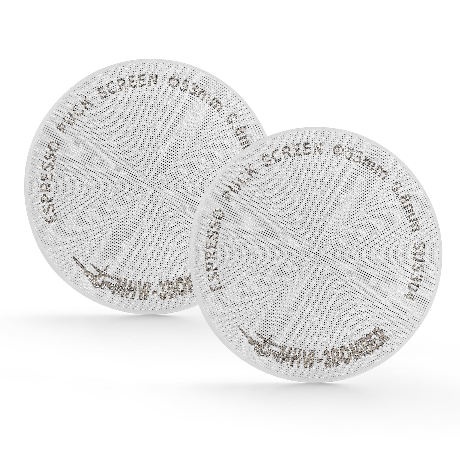 Photo 1 of MHW-3BOMBER 53mm Espresso Puck Screen 2 Packs Metal Coffee Filter Reusable Espresso Filters for 54mm Portafilter Basket 0.8mm Thickness FG7009M-OS