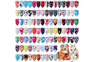Huhumy 100 Pcs Paw Dog Bandanas Bulk Pet Bibs Colorful Triangle Scarf Paw Pattern Pet Bandanas for Medium Large Dogs Holiday Summer Birthday Costume Decor