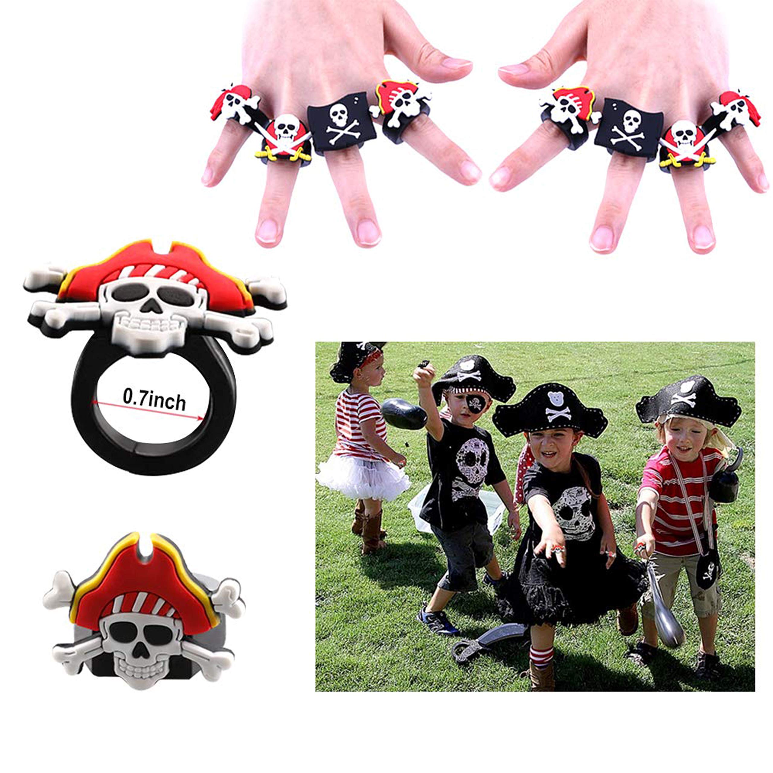 DDream Pirates Anniversaire, 32Pcs Pirates Bagues, Pirates Porte-Clés, Tatouages Temporaires de Pirates Enfant Fille Garçon pour Un Cadeau de l\'anniversaire sur Le Thème Pirates