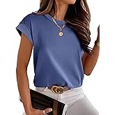 ANRABESS Women Cap Sleeve Tops 2026 Trendy Summer Loose Fit Cute Basic T Shirts Business Dressy Casual Outfits Clothes