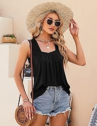 KTILG Black Sleeveless Tops for Women Casual Summer