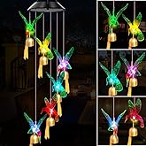 Solar Wind Chimes Outdoor Color Changing Lights, Gift for Women Mom Grandma Sister Best Gifts, Wind Chimes Unique Outdoor Garden Yard Decor (Green Hummingbird Bell)