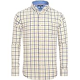 Alimens & Gentle Men's Plaid Button Down Shirts Cotton Long Sleeve Dress Shirts Regular Fit Gingham Shirts
