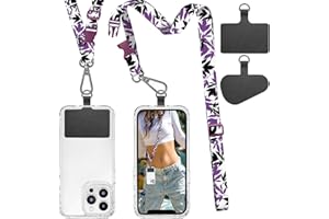 ROCONTRIP Phone Lanyard 1X Crossbody lanyard and 2X Patch Universal Cell Phone Strap Adjustable Neck Strap for Women Men Travel Shopping Walking(Flower Purple)
