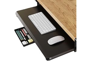 FENGE Under Desk Keyboard Tray Pull Out Keyboard Drawer Sturdy C Clamp Mount, 25.6 x 11.8 inch Ergonomic Design with Pencil C