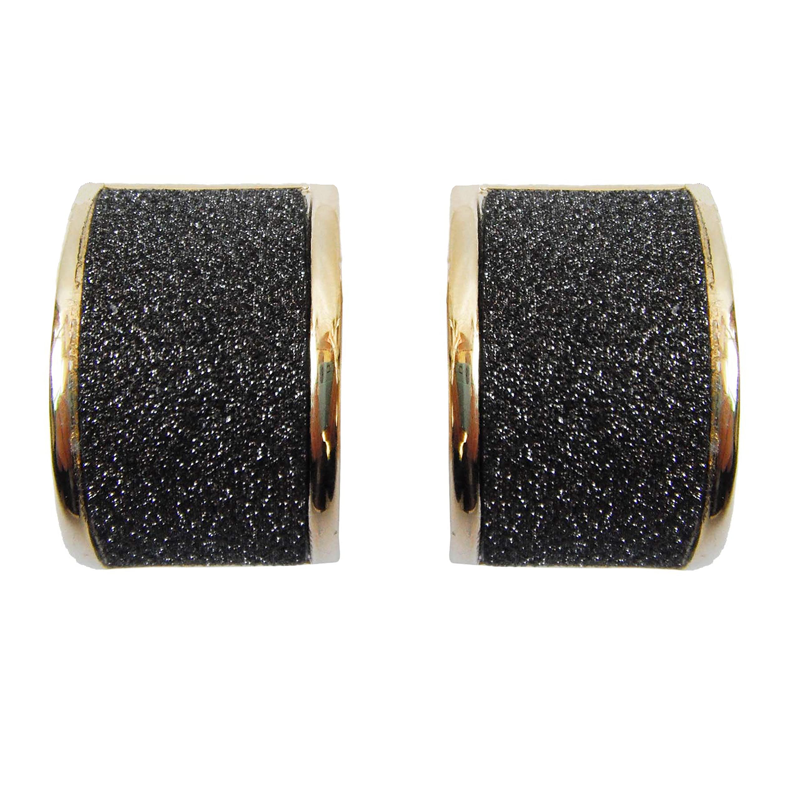Navachi 18k Gold Plated Square Rainbow Black Glitter Az1455e Omega Earrings — image 1