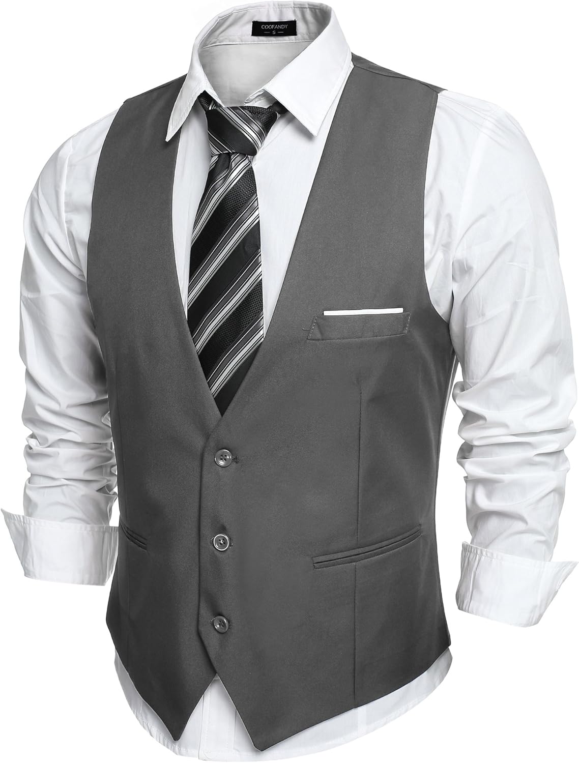 COOFANDY Men's V-Neck Sleeveless Slim Fit Jacket Casual Suit Vests at  Men’s Clothing store