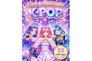 Livre de Coloriages K-POP Pour Enfants: Cahier de coloriage K-POP avec 55 dessins uniques à colorier, activité créative sans 