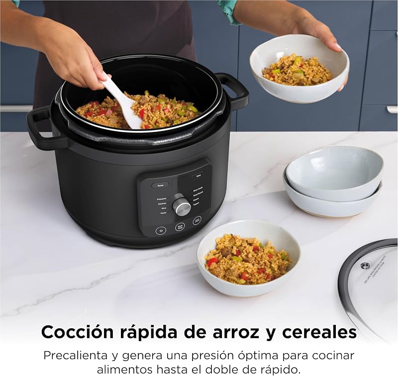 HyperHeat, Olla a Presión 9 en 1, 6L, Cocción Lenta, Arrocera, Negro