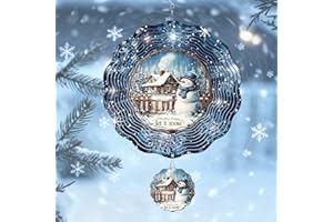 Rngmsi Snowman Wind Spinner Gifts for Women, Snowman Hanging Wind Spinners Outdoor Gifts for Mom Men Grandma, 3D Stainless Steel Metal Xmas Decor for Yard and Garden Christmas (12 X 12 Inches)