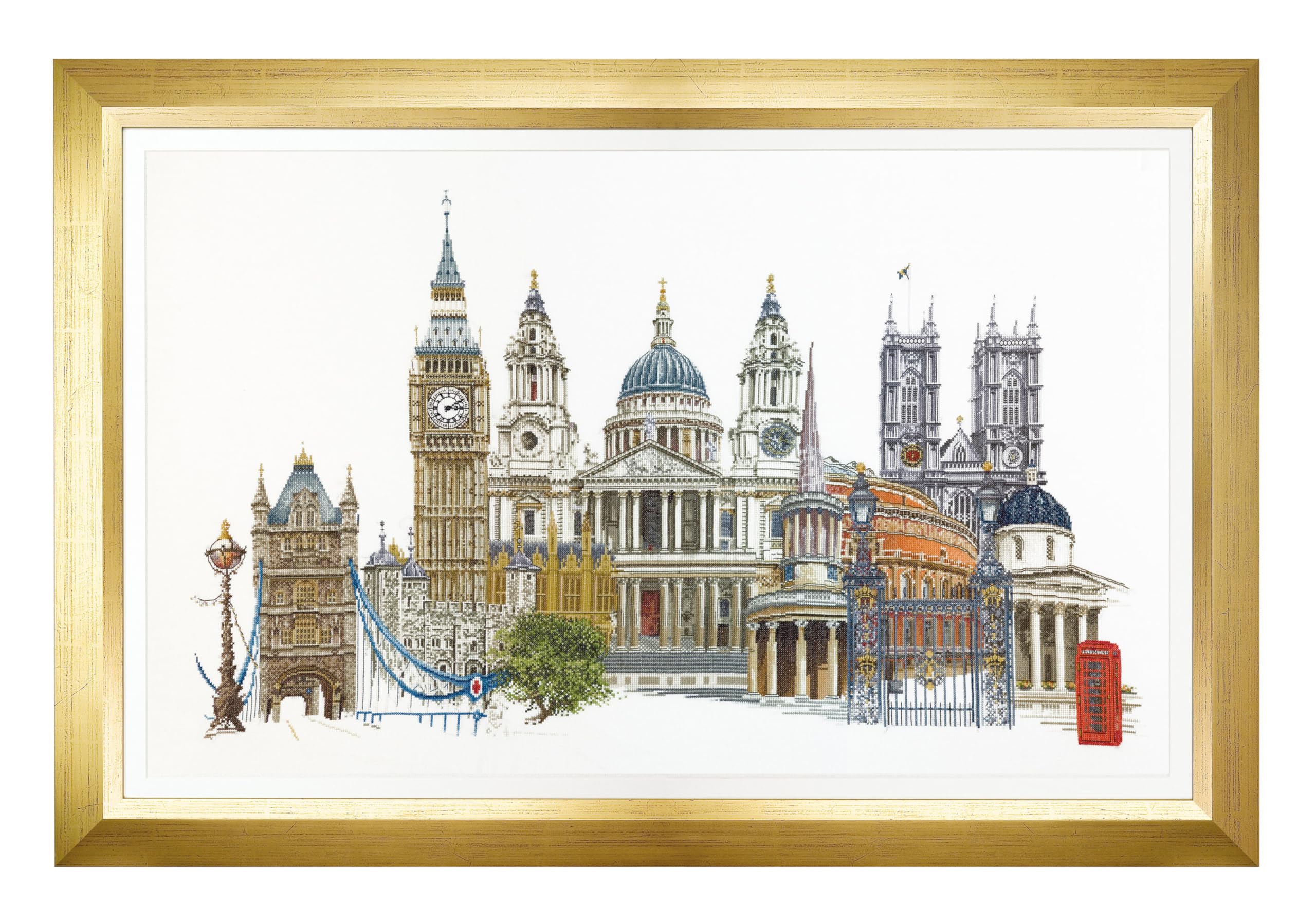 Thea Gouverneur - Counted Cross Stitch Kit - London - Aida - 18 Count - Embroidery Kit for Adults - DMC Embroidery Threads and Other Cross Stitch Supplies Included - 470A