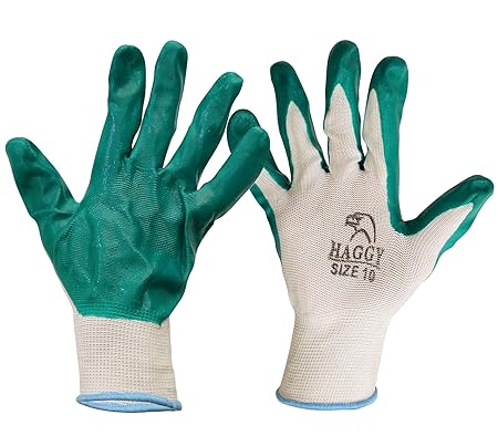 TIED RIBBONS Reusable Gardening Gloves for Men Women (1 Pair, Rubber, Green-White)